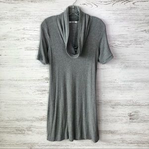 *3/$20* THREE DOTS Ribbed Cowl Neck Short Sleeve Modal Sweater Dress S Gray